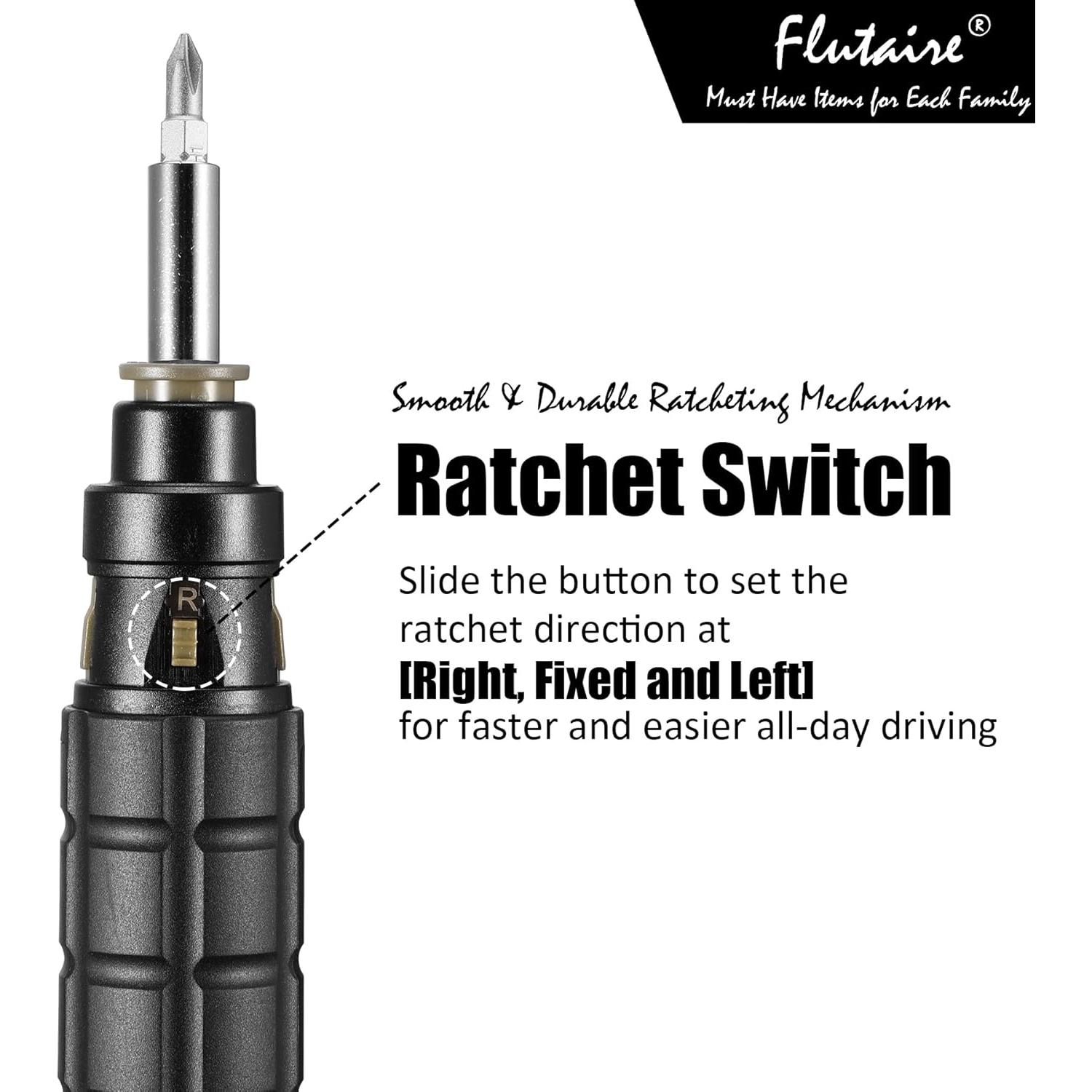 Juego de Destornillador de Carraca Flutaire 10 en 1 con Puntas