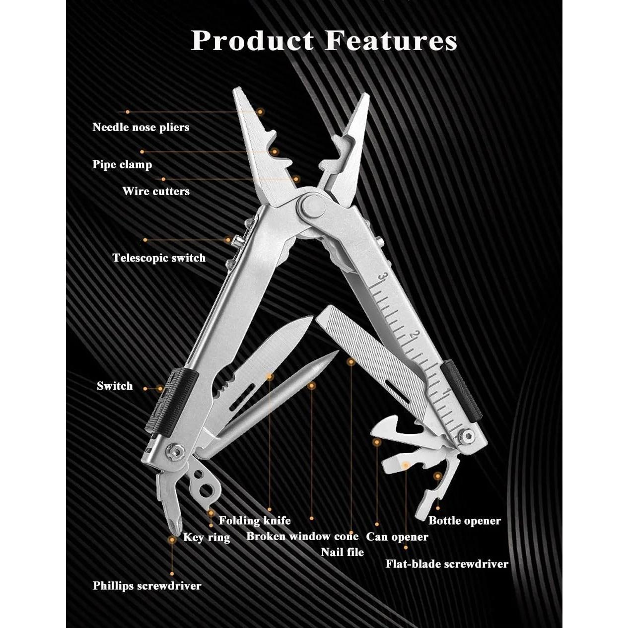 Alicate Multifuncional GXMRHWY 13 en 1 Acero Inoxidable Plata