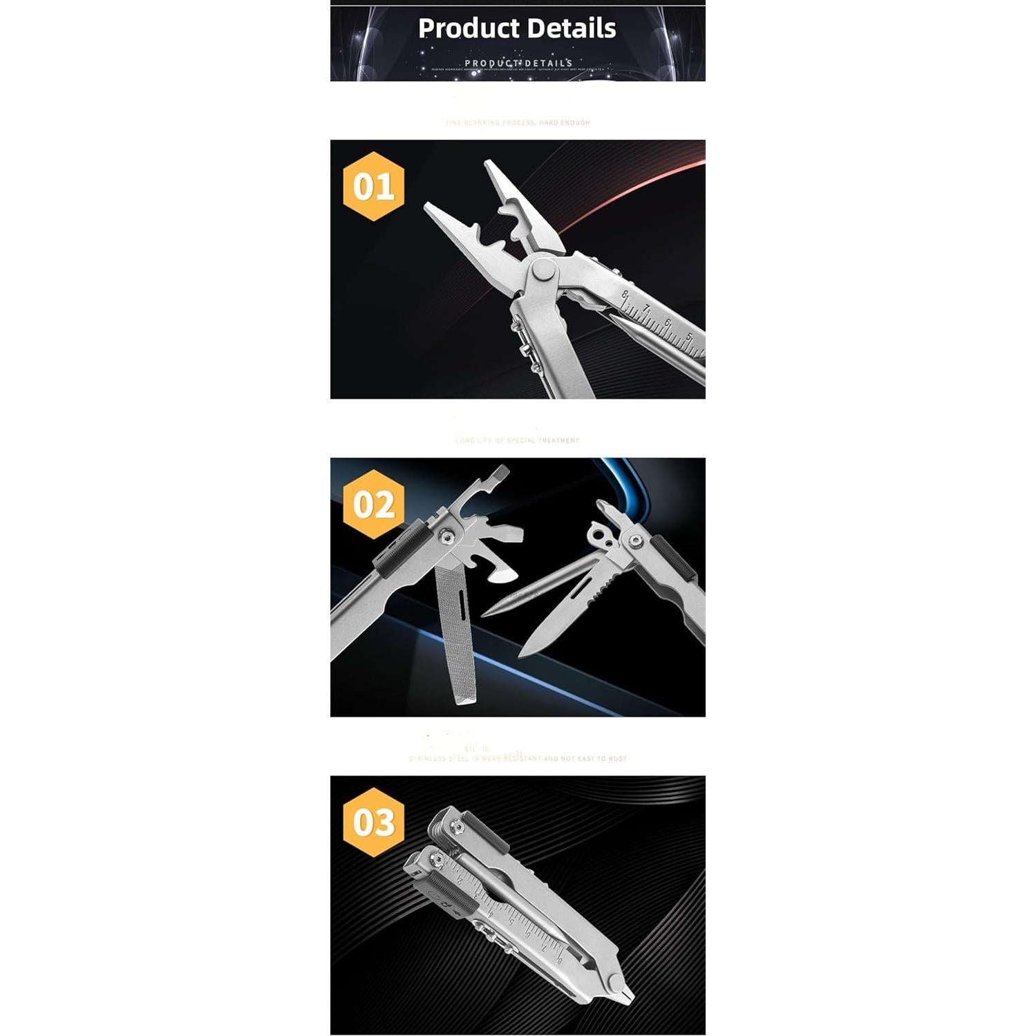 Alicate Multifuncional GXMRHWY 13 en 1 Acero Inoxidable Plata