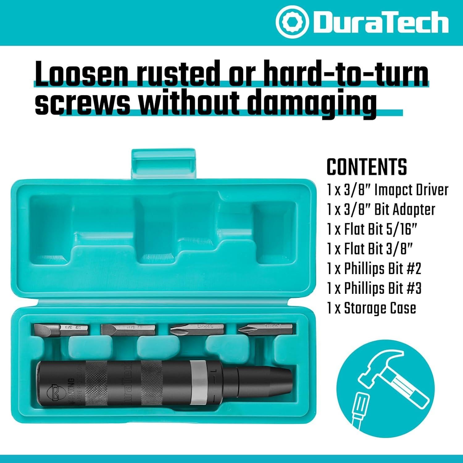 Juego de Destornilladores de Impacto DURATECH 3/8" - 5 Piezas