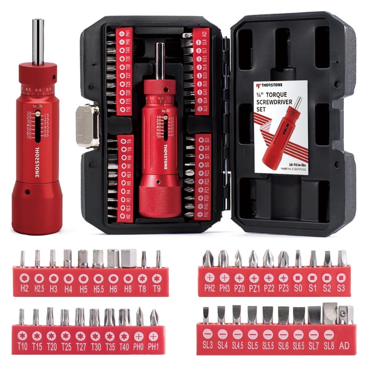 Juego de Llave de Torque Thorstone 40 Piezas 1/4'' 10-70 In-lbs