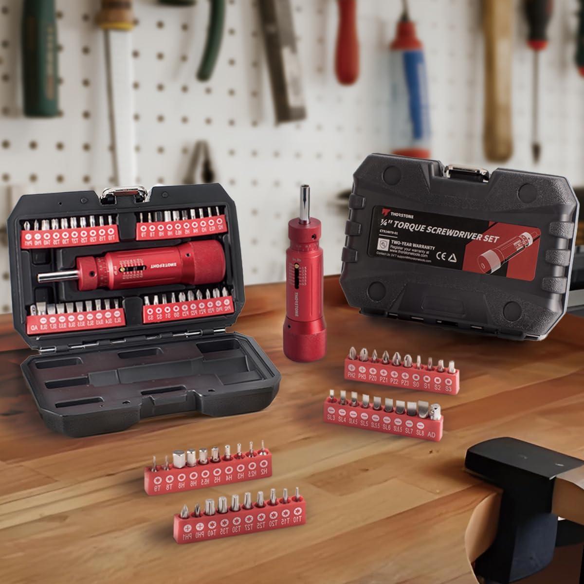 Juego de Llave de Torque Thorstone 40 Piezas 1/4'' 10-70 In-lbs