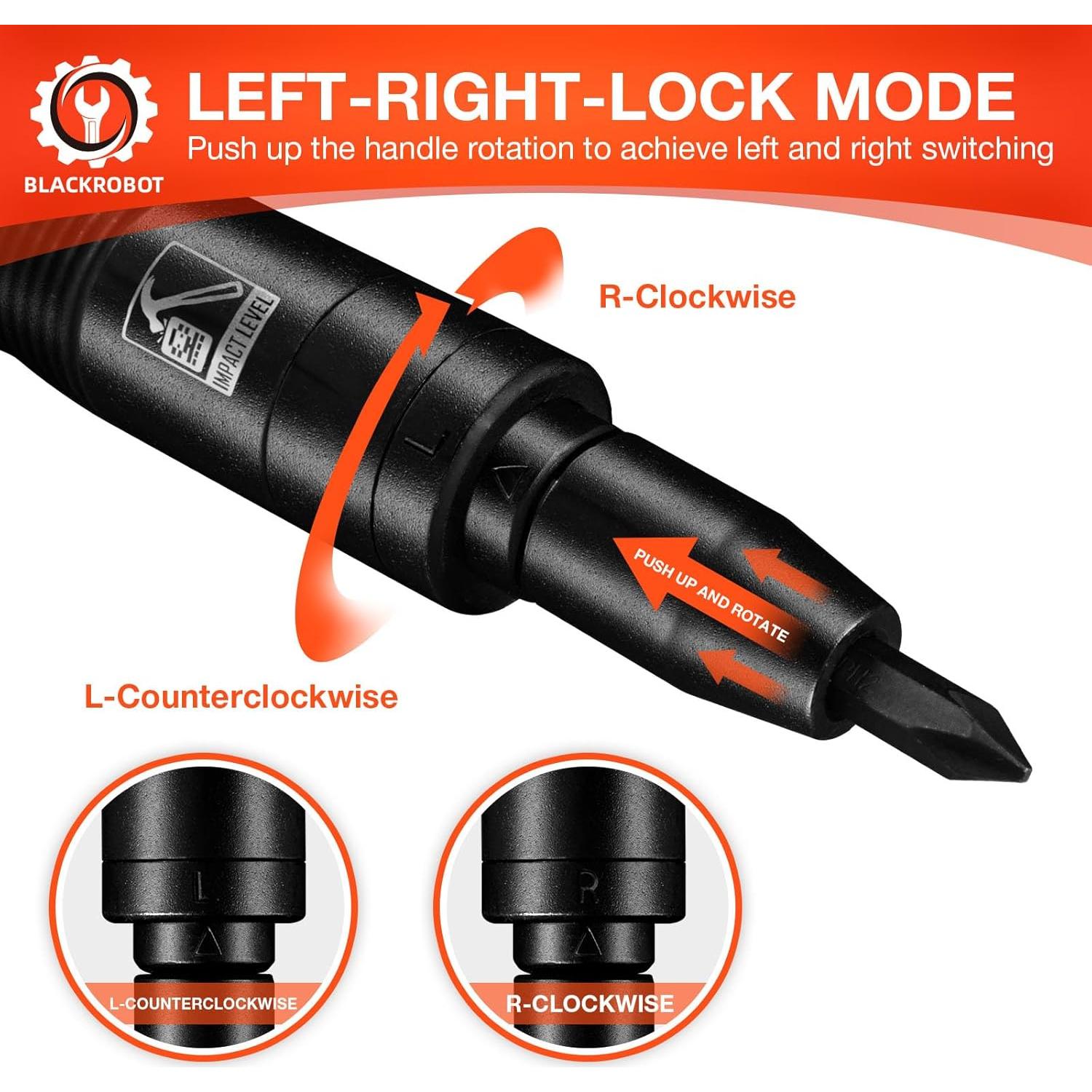 Juego de Destornillador de Impacto BLACKROBOT 1/2" CR-V 10 Piezas