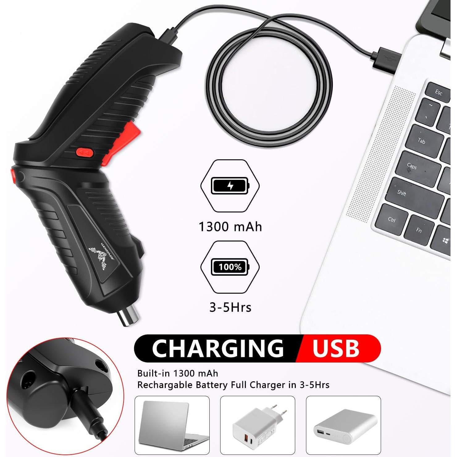 Destornillador Eléctrico Inalámbrico JENABOM 3.6V 47 Piezas