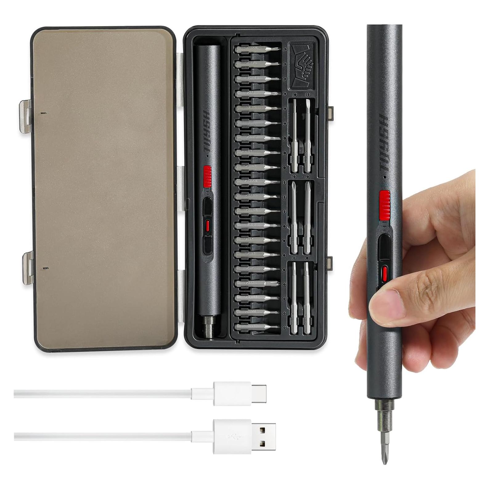 Destornillador Eléctrico Mini WmsWqiu 28-en-1 con Puntas Magnéticas