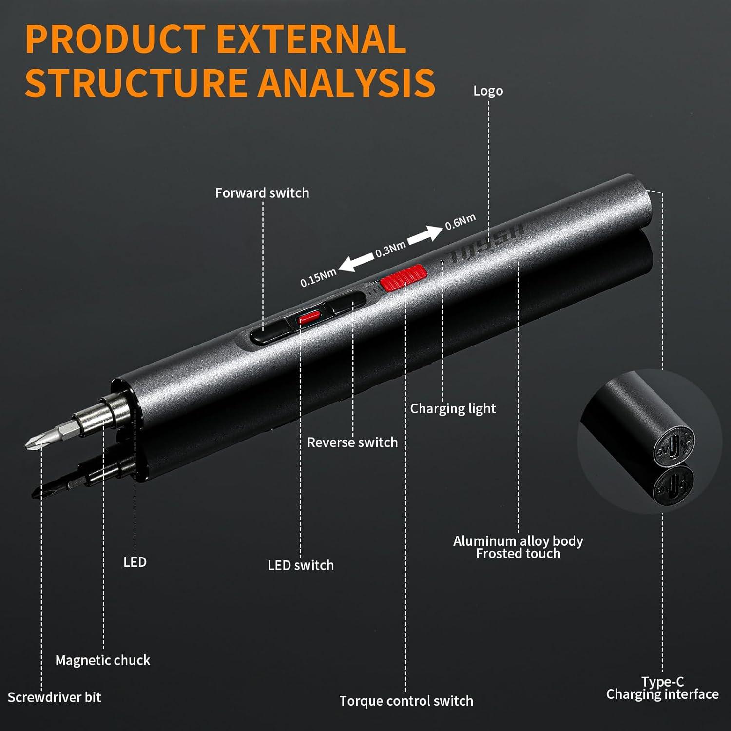 Destornillador Eléctrico Mini WmsWqiu 28-en-1 con Puntas Magnéticas
