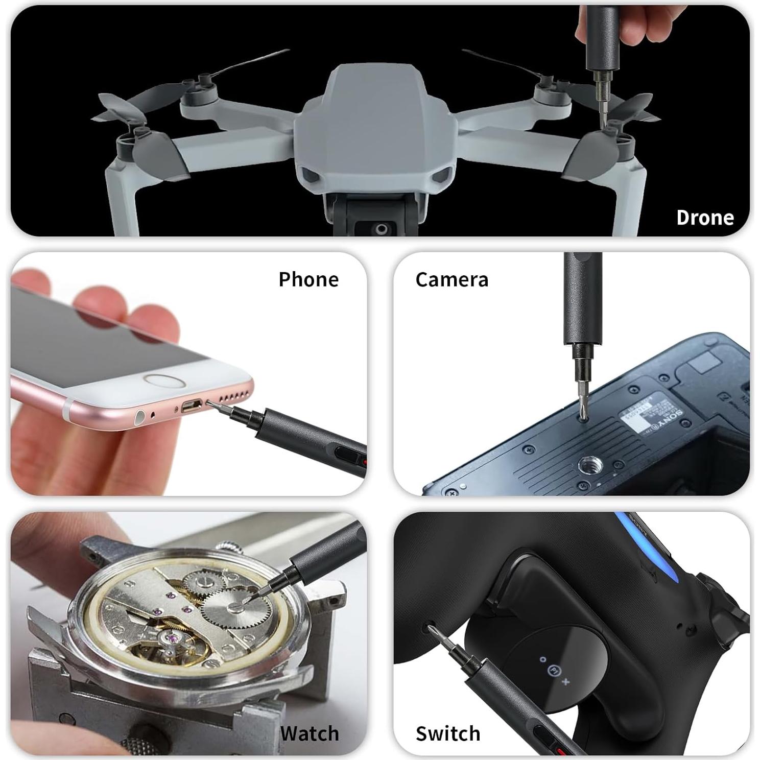 Destornillador Eléctrico Mini WmsWqiu 28-en-1 con Puntas Magnéticas