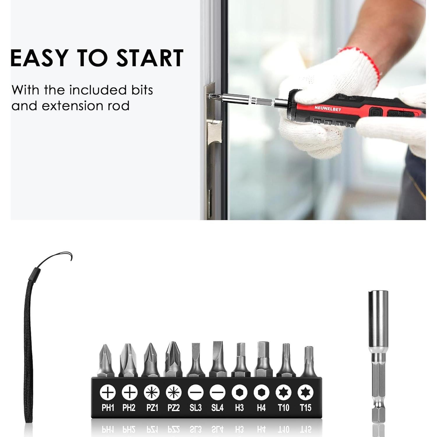 Destornillador Inalámbrico 4V NEUWELBET con Carga USB-C