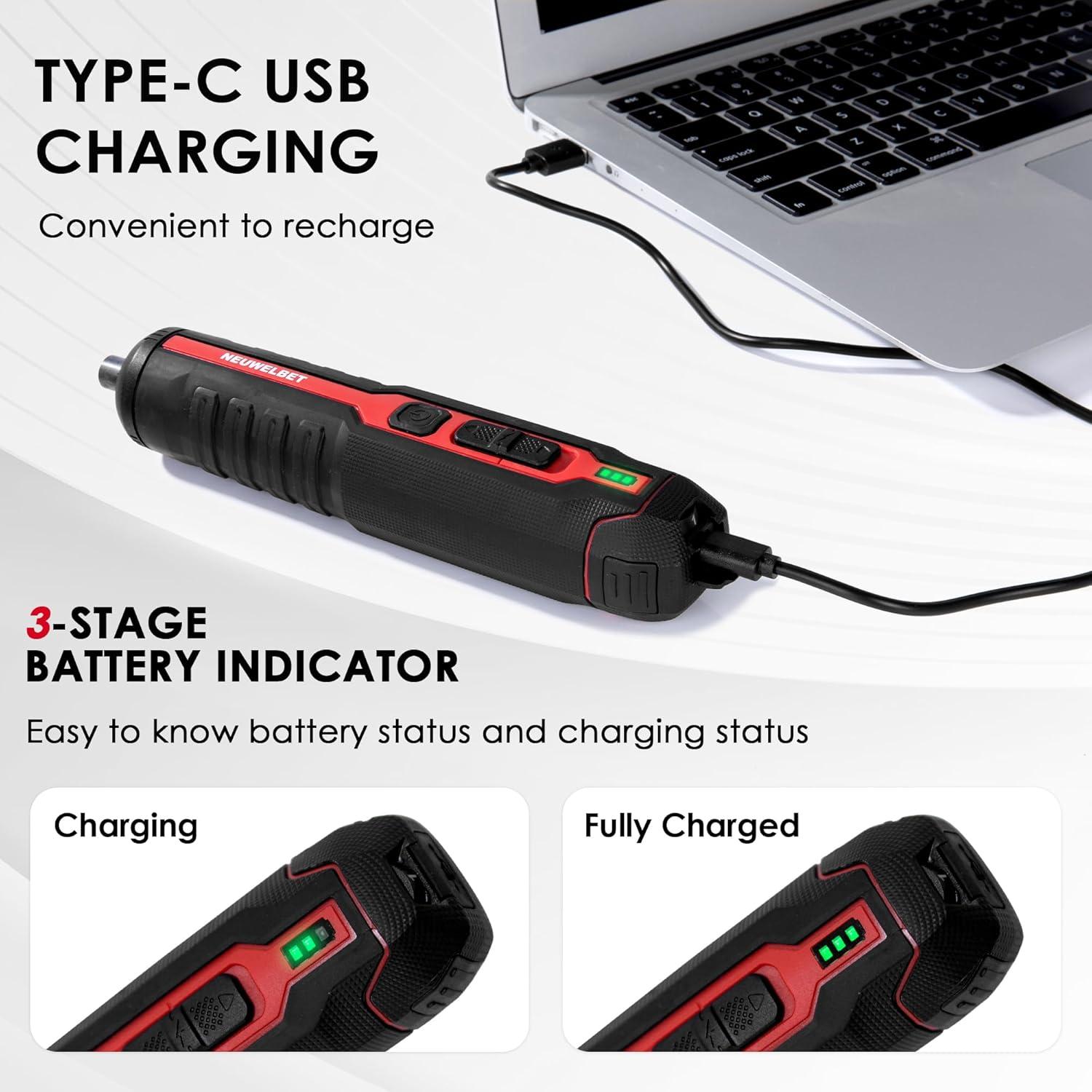 Destornillador Inalámbrico 4V NEUWELBET con Carga USB-C
