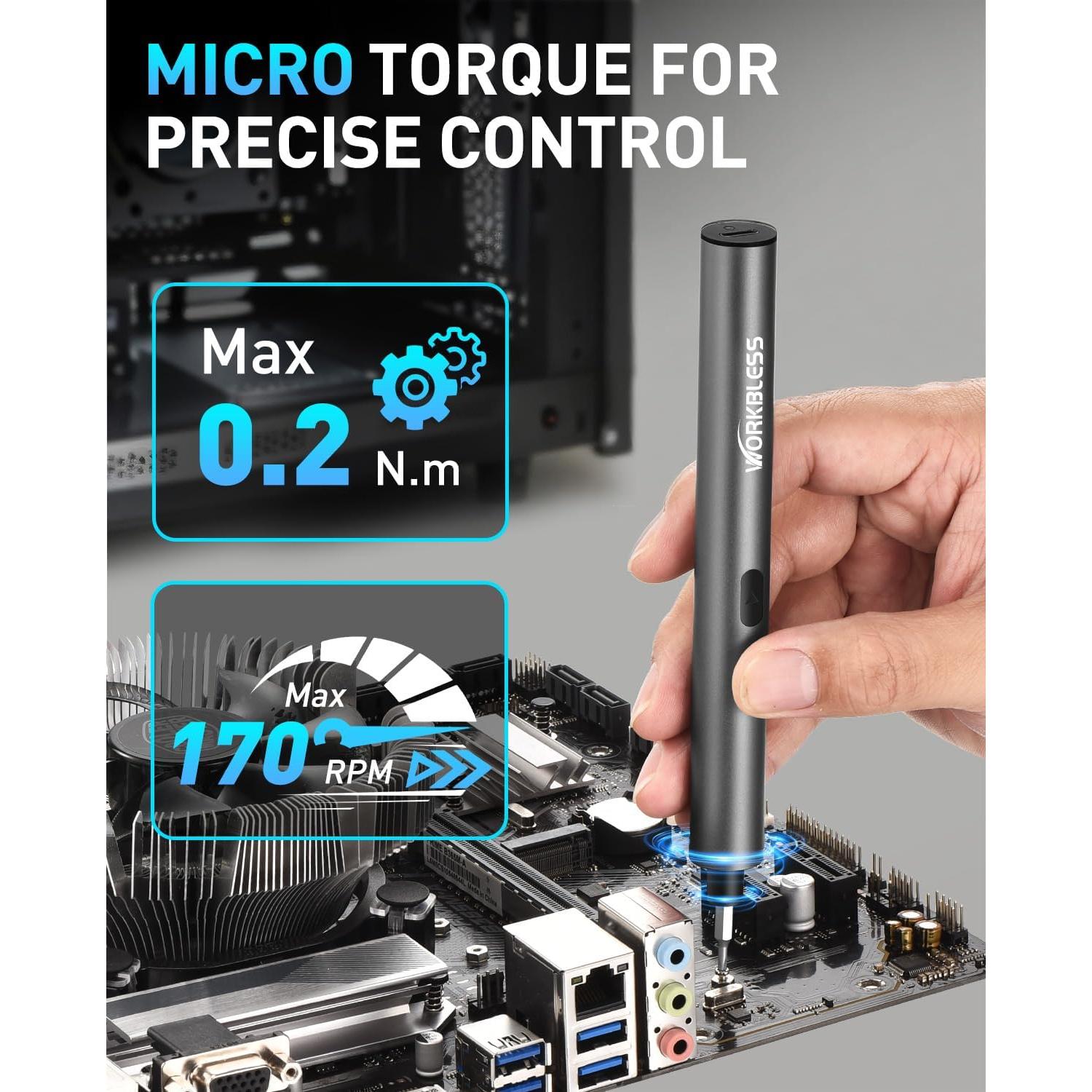 Destornillador Eléctrico WorkBless 3.7V 24 en 1 Recargable USB-C