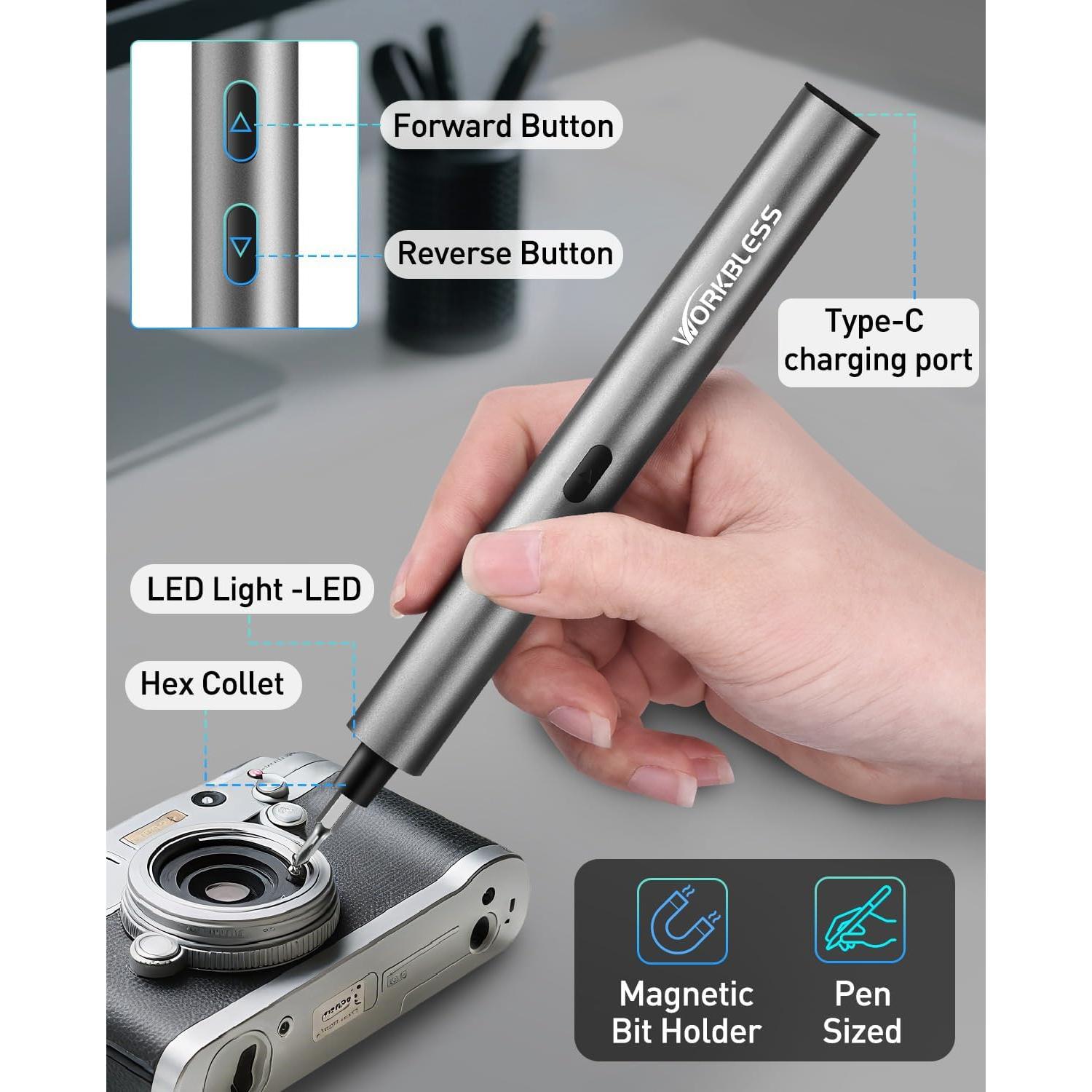 Destornillador Eléctrico WorkBless 3.7V 24 en 1 Recargable USB-C