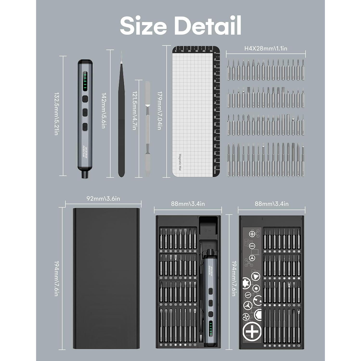 Destornillador Eléctrico Rush Deer 70 en 1 Mini Recargable