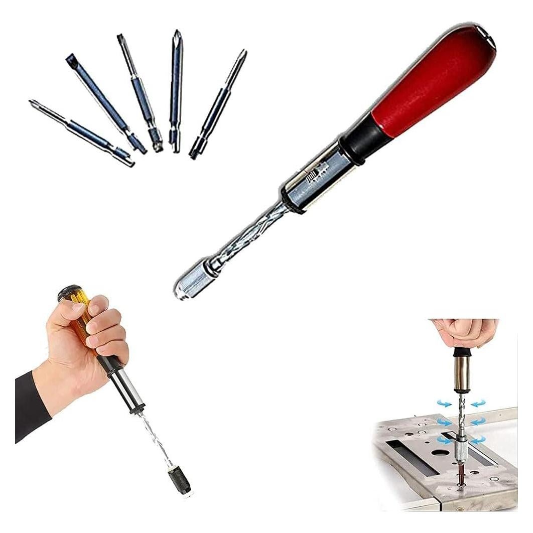 Destornillador de Carraca Pssopp Push-Pull 5 Cabezas Reemplazables
