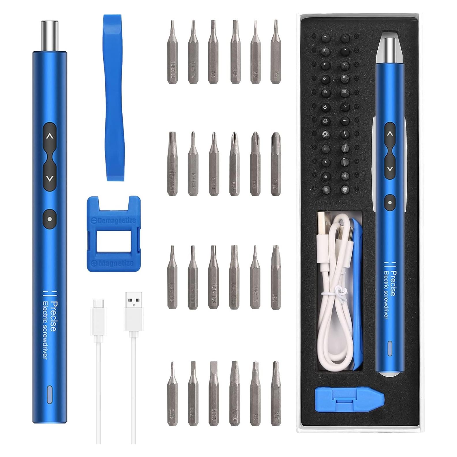 Destornillador Eléctrico KeeKit 28 en 1 Recargable USB Azul