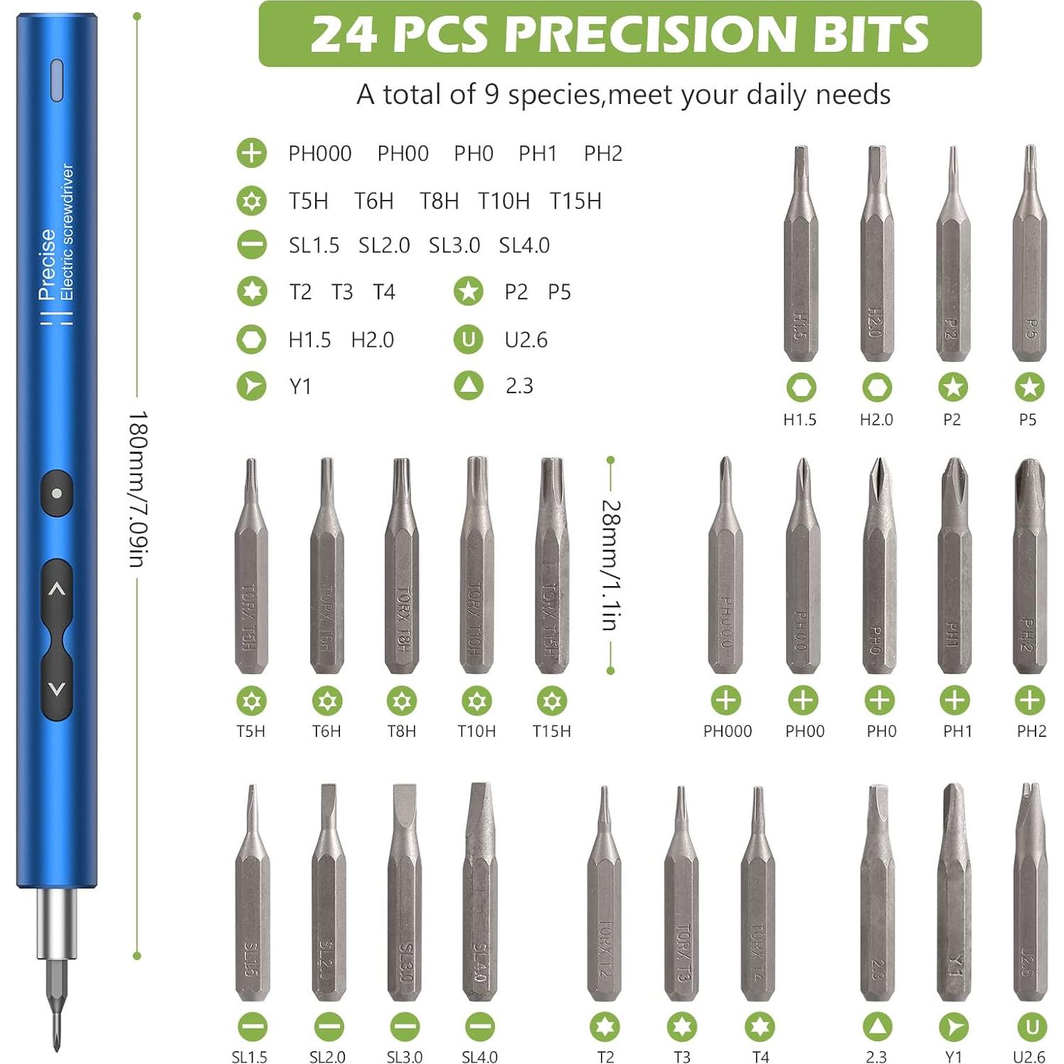 Destornillador Eléctrico KeeKit 28 en 1 Recargable USB Azul
