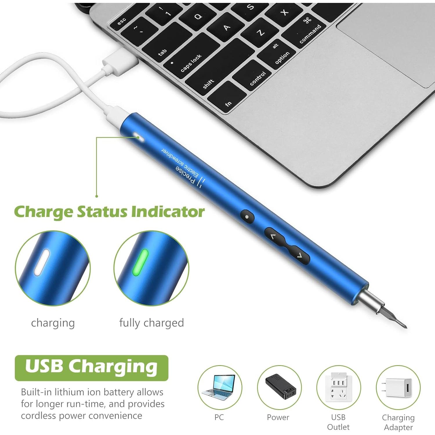 Destornillador Eléctrico KeeKit 28 en 1 Recargable USB Azul