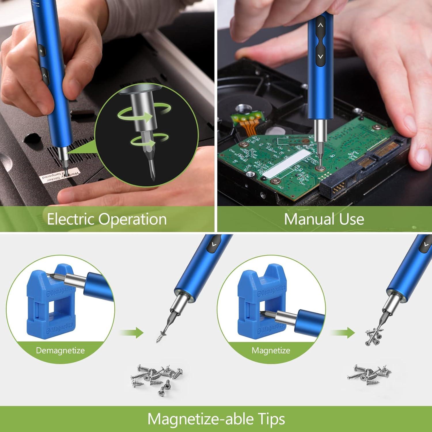 Destornillador Eléctrico KeeKit 28 en 1 Recargable USB Azul