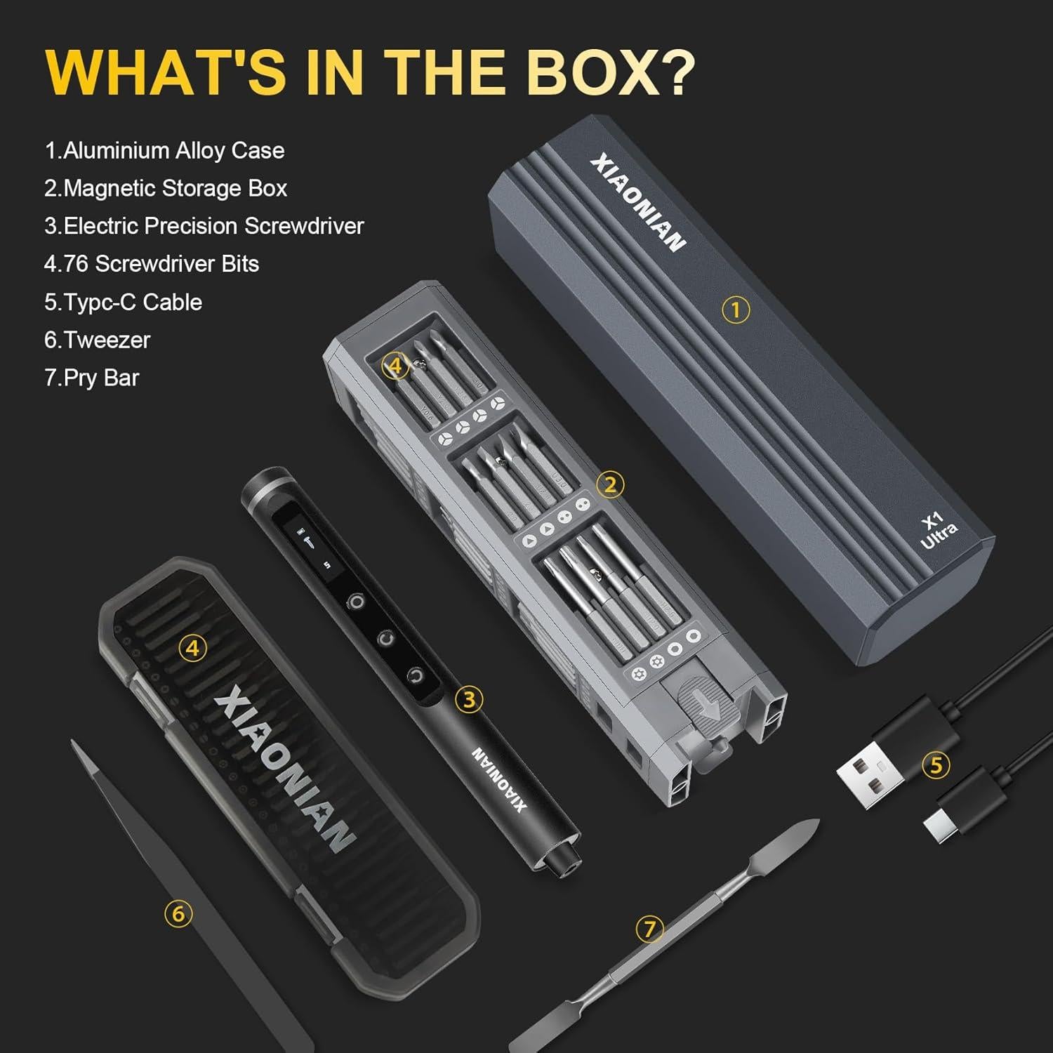 Destornillador Eléctrico de Precisión XIAONIAN 3.7V 76 en 1