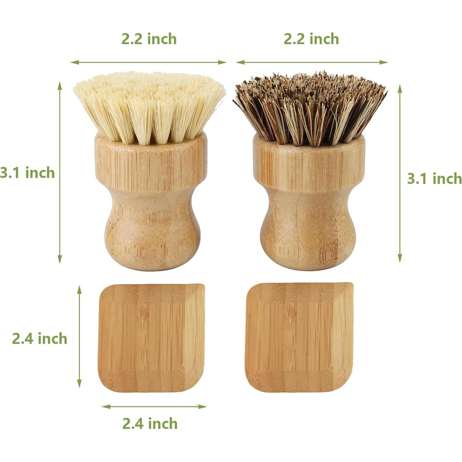 Cepillo de Fregar de Bambú y Raspador de Sartén - 4 Unidades