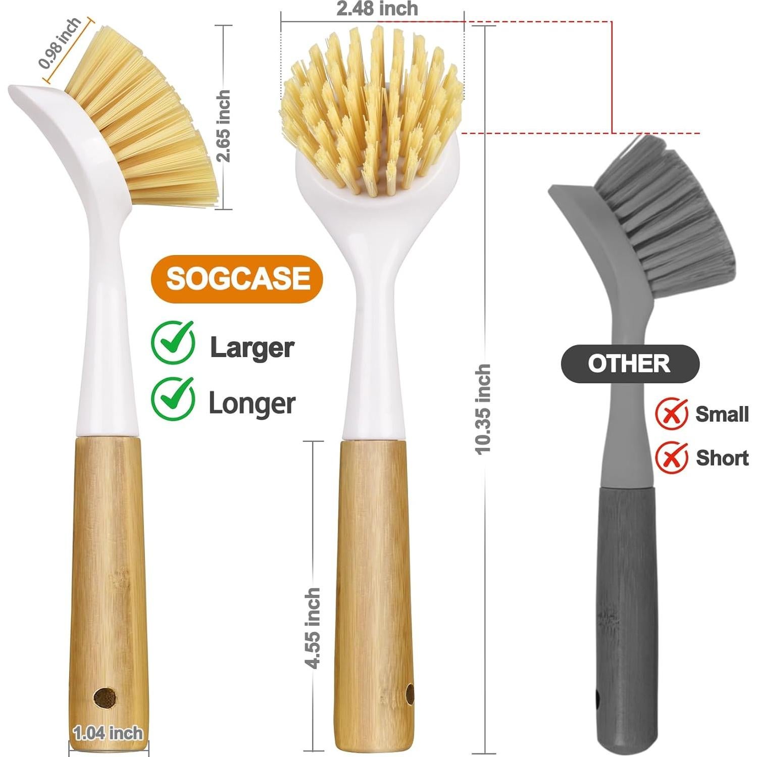Cepillo de Platos SOGCASE con Mango de Bambú - Paquete de 2