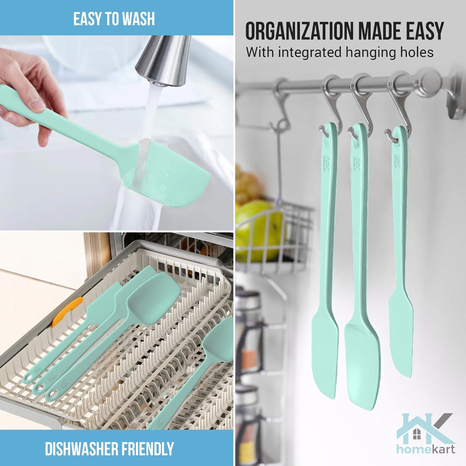 Juego de Espátulas de Silicona HOMEKART 4 Piezas Verde Aqua