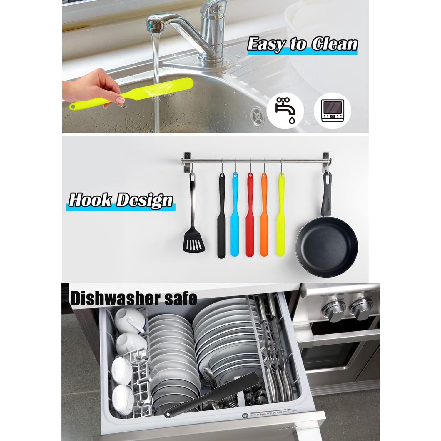 4 Espátulas de Silicona WenTigDY Resistente al Calor Apta Lavavajillas