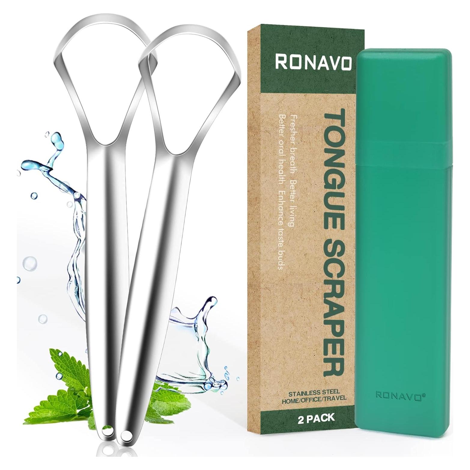 Raspador de Lengua RONAVO Acero Inoxidable 2 Piezas