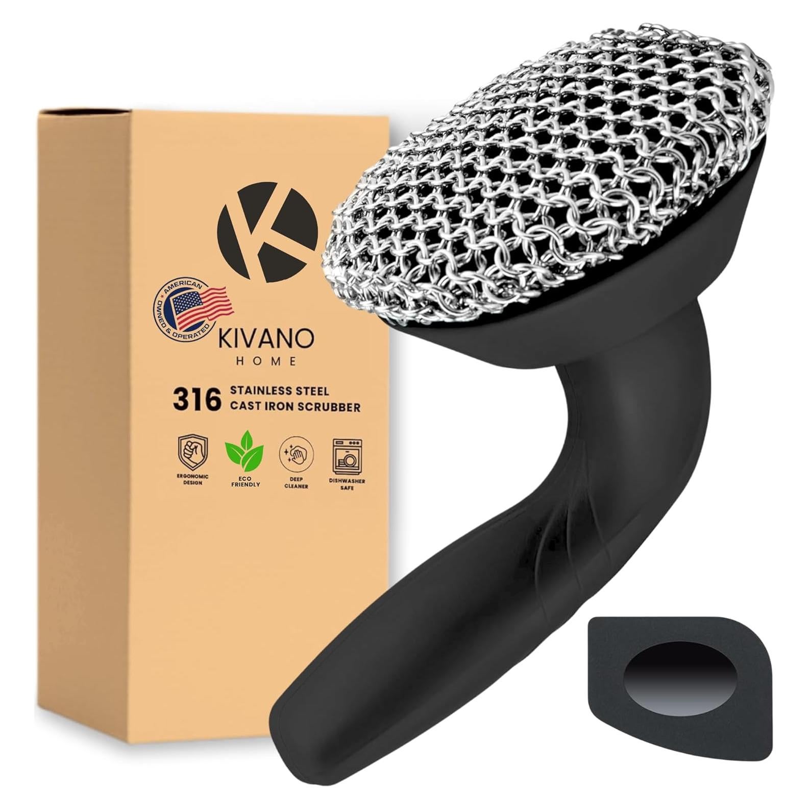 Estropajo de Hierro Fundido KIVANO con Raspador y Mango Antideslizante