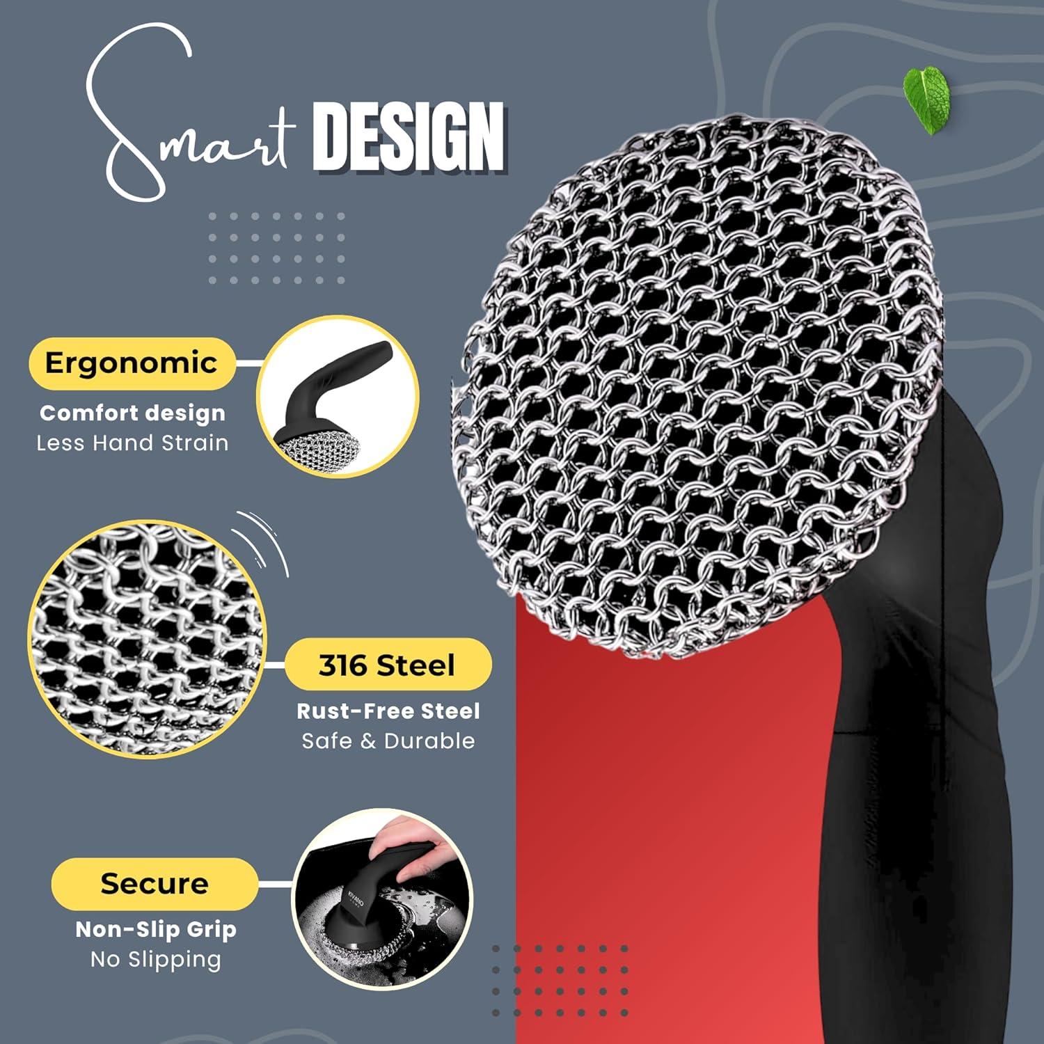 Estropajo de Hierro Fundido KIVANO con Raspador y Mango Antideslizante