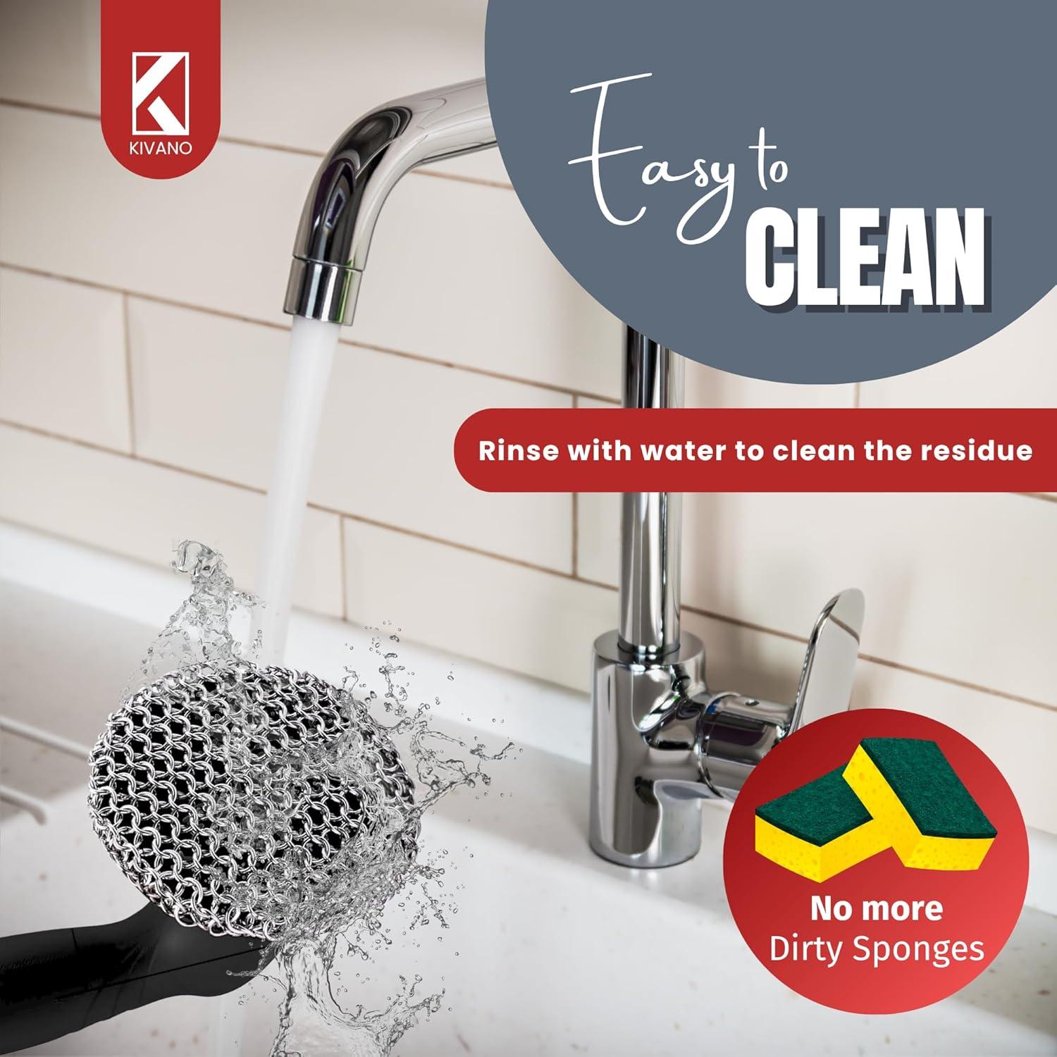 Estropajo de Hierro Fundido KIVANO con Raspador y Mango Antideslizante