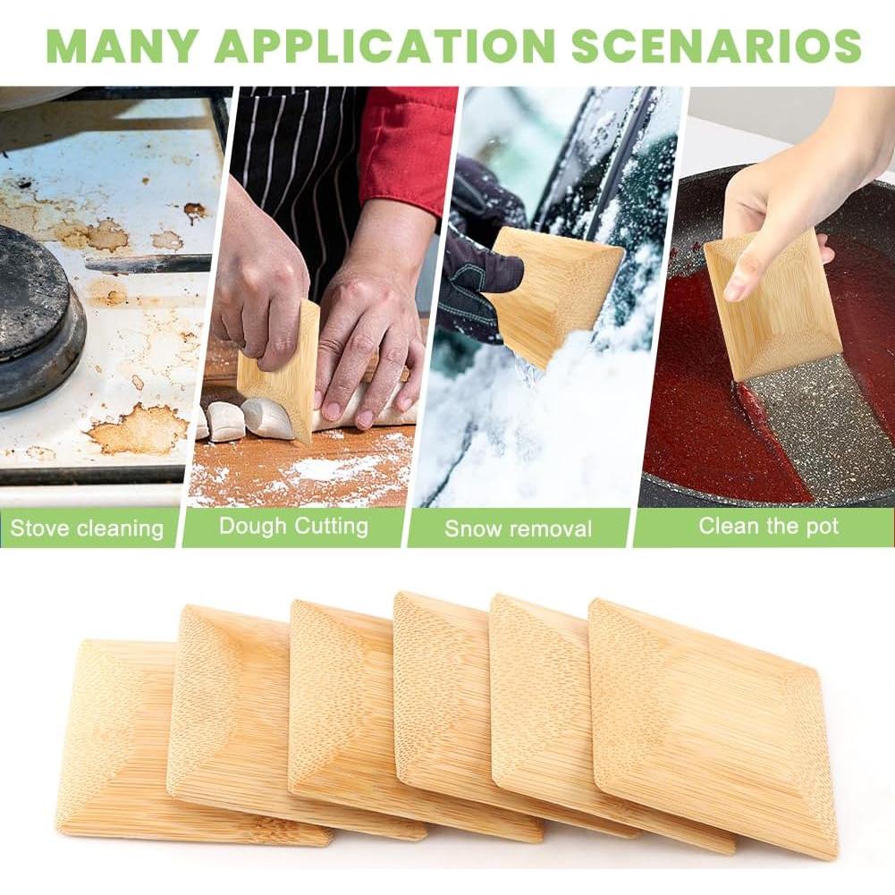 6 Raspadores de Bambú Velarionna para Limpiar Utensilios 7cm