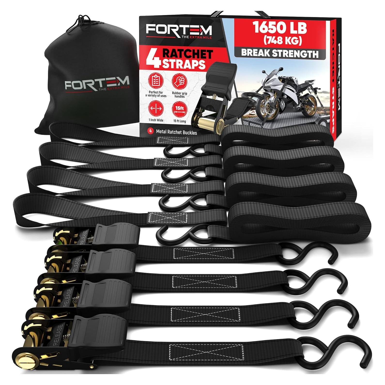 Correas de Trinquete FORTEM 4 Piezas 15ft x 1in 250kg