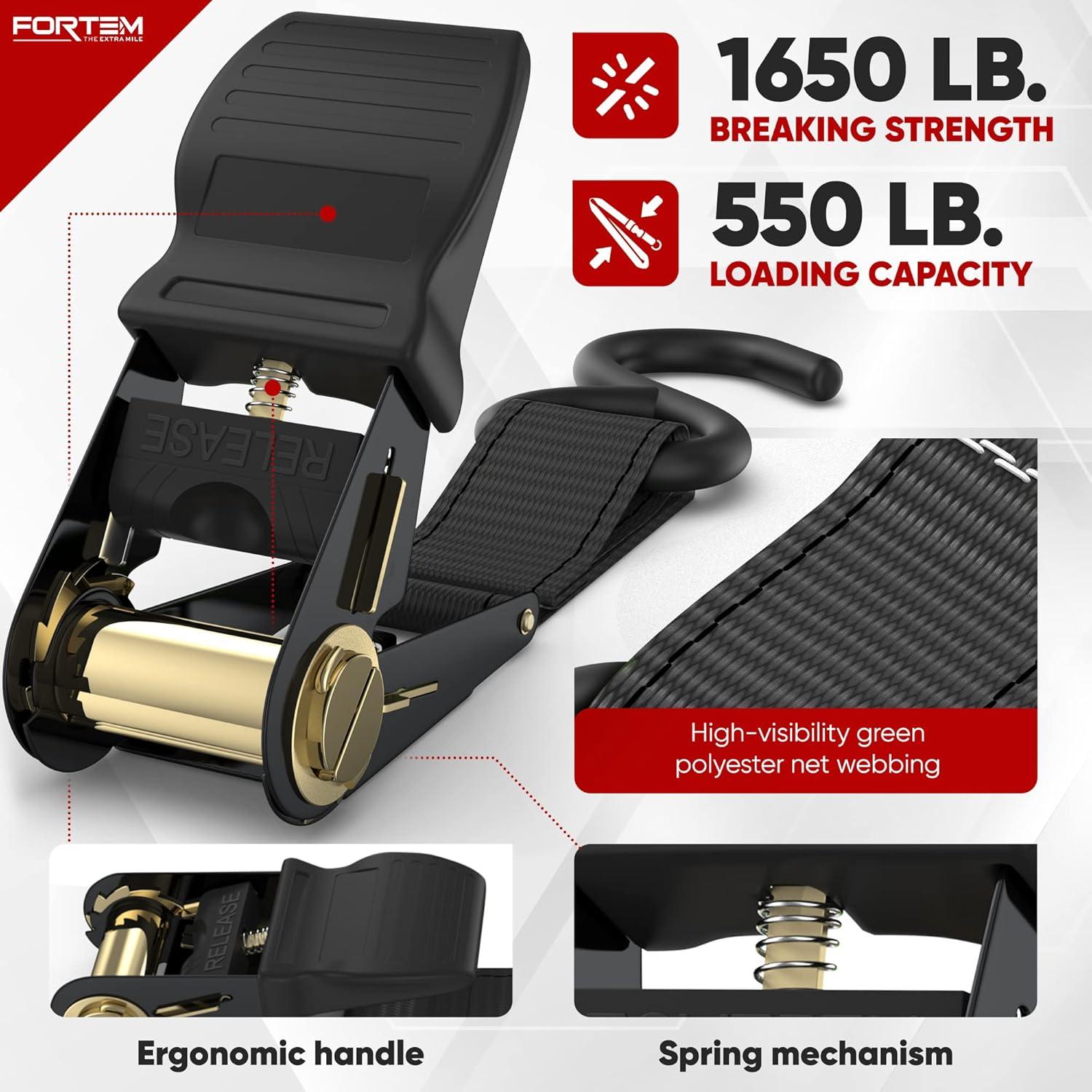 Correas de Trinquete FORTEM 4 Piezas 15ft x 1in 250kg