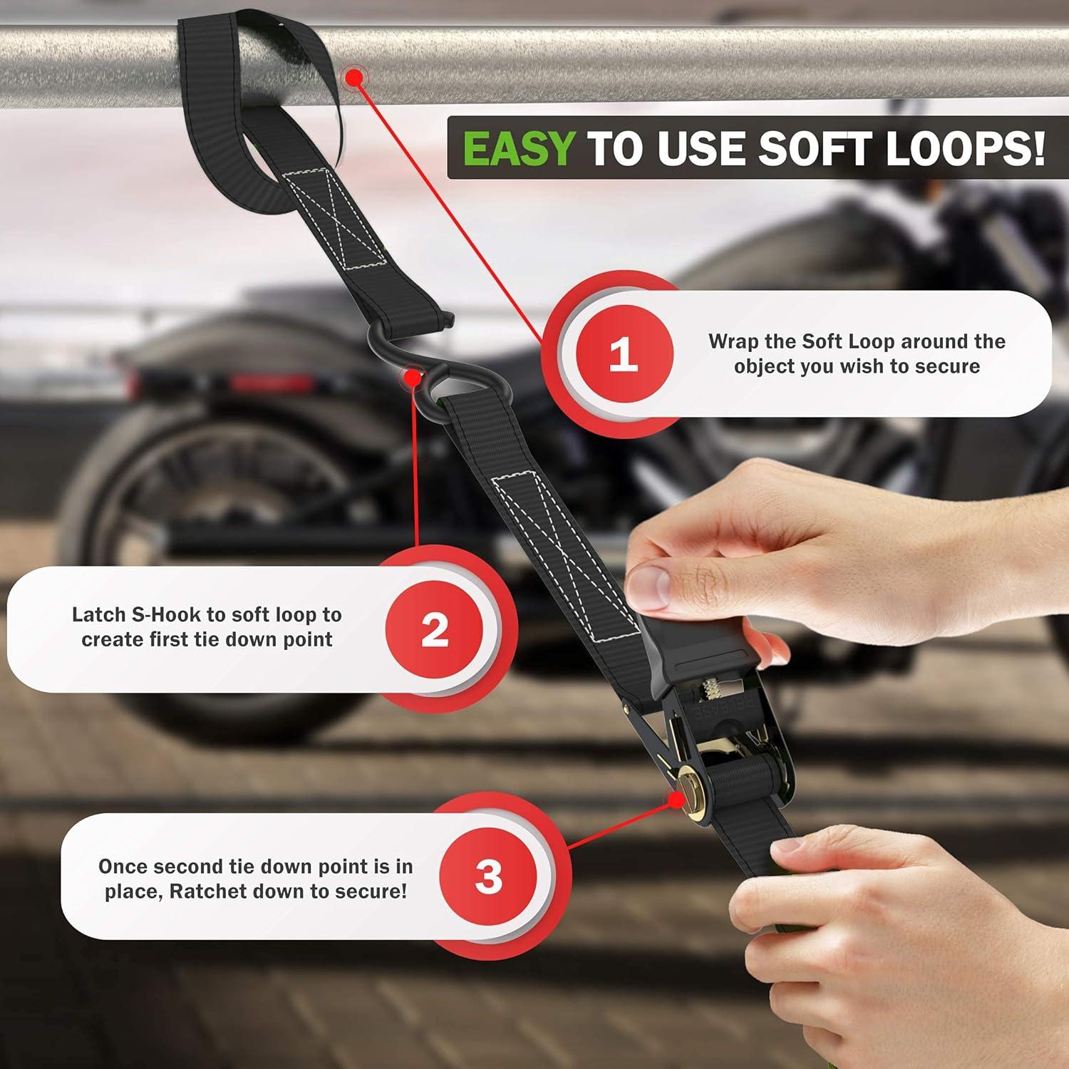 Correas de Trinquete FORTEM 4 Piezas 15ft x 1in 250kg