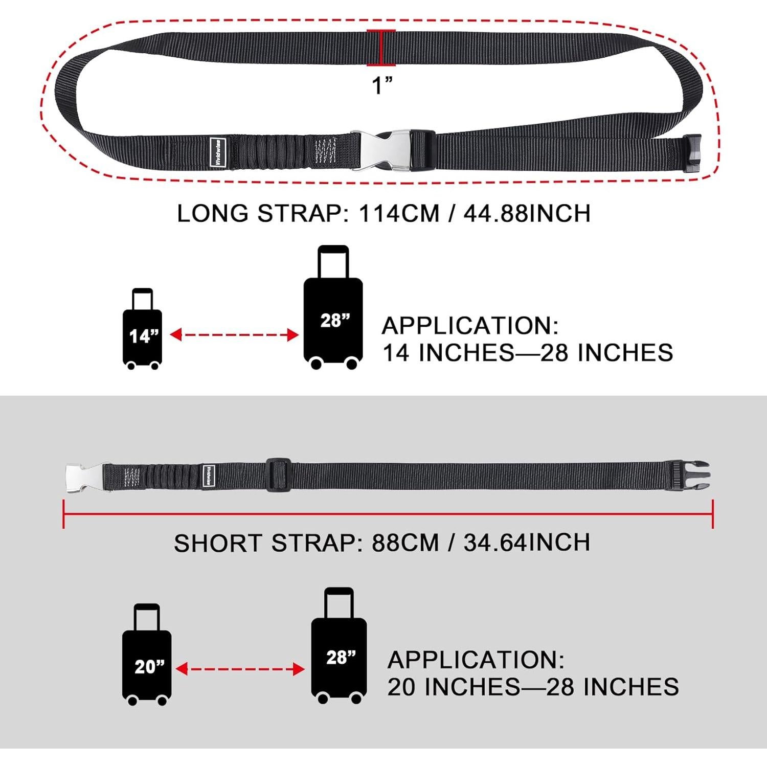 Correas de Equipaje Vividwise Ajustables 86.4-111.8 cm Negro