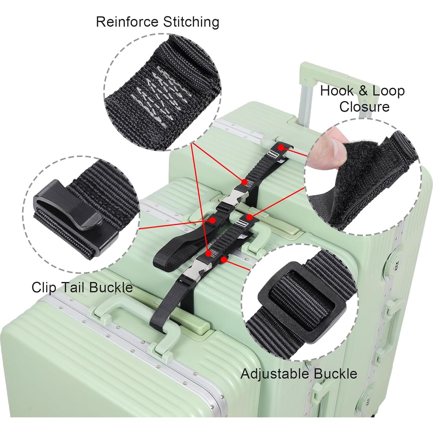 Correas de Equipaje Vividwise Ajustables 86.4-111.8 cm Negro