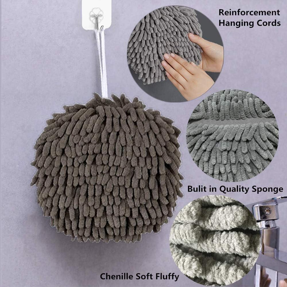 Toalla de Mano Zapikic Chenille Gris 2 Piezas con Asa Colgante