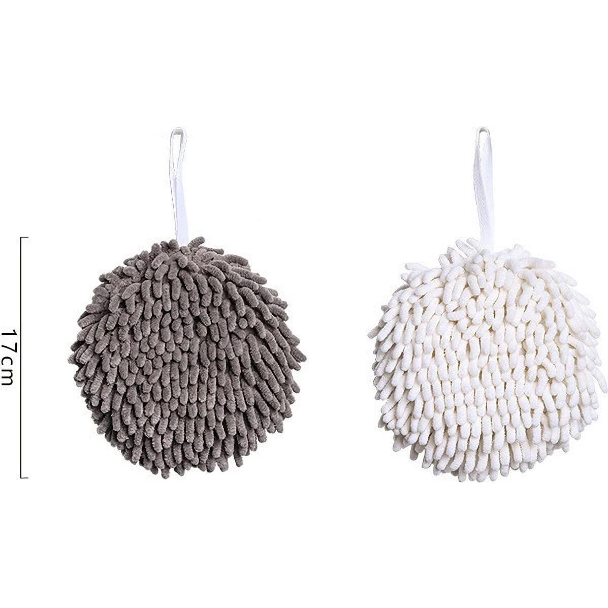 Conjunto de 2 Toallas de Mano Chenille WEIWODUZUN Blancas y Grises