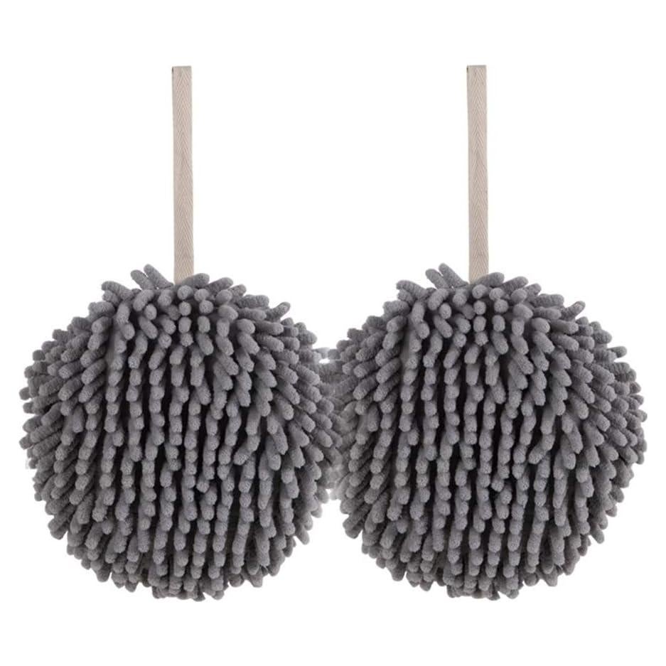 Toallas de Mano Chenille MAYITBE Grises Suaves y Absorbentes - 2 Unidades