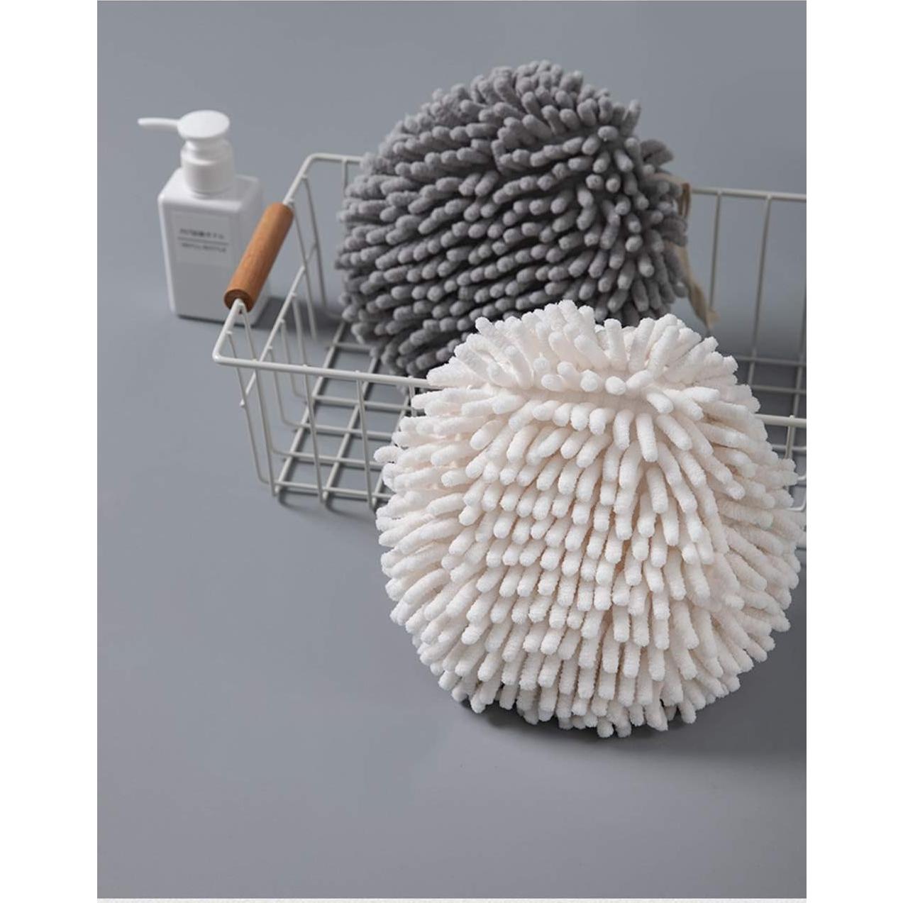 Toallas de Mano Chenille MAYITBE Grises Suaves y Absorbentes - 2 Unidades