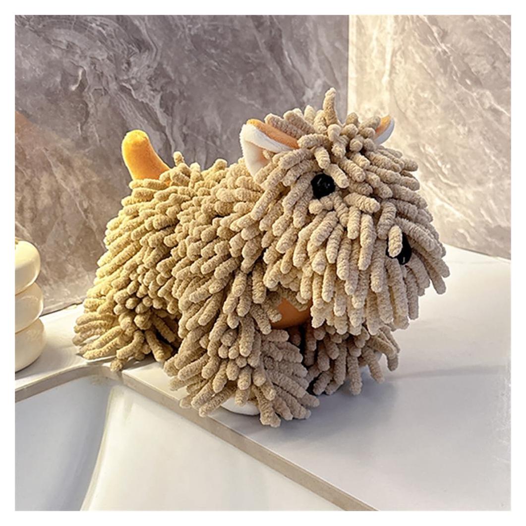 Toalla de Mano Chenille Shapeazy - Diseño Perro Marrón 24.9x18 cm