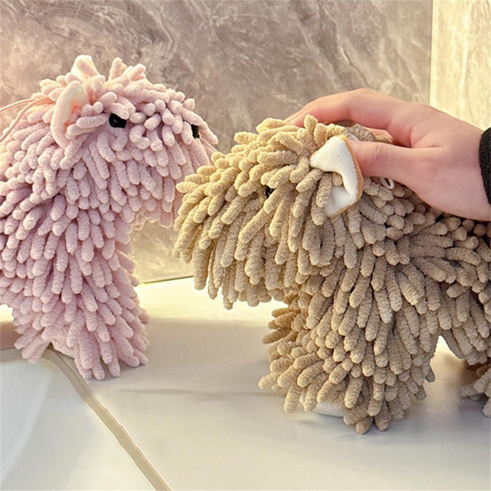 Toalla de Mano Chenille Shapeazy - Diseño Perro Marrón 24.9x18 cm