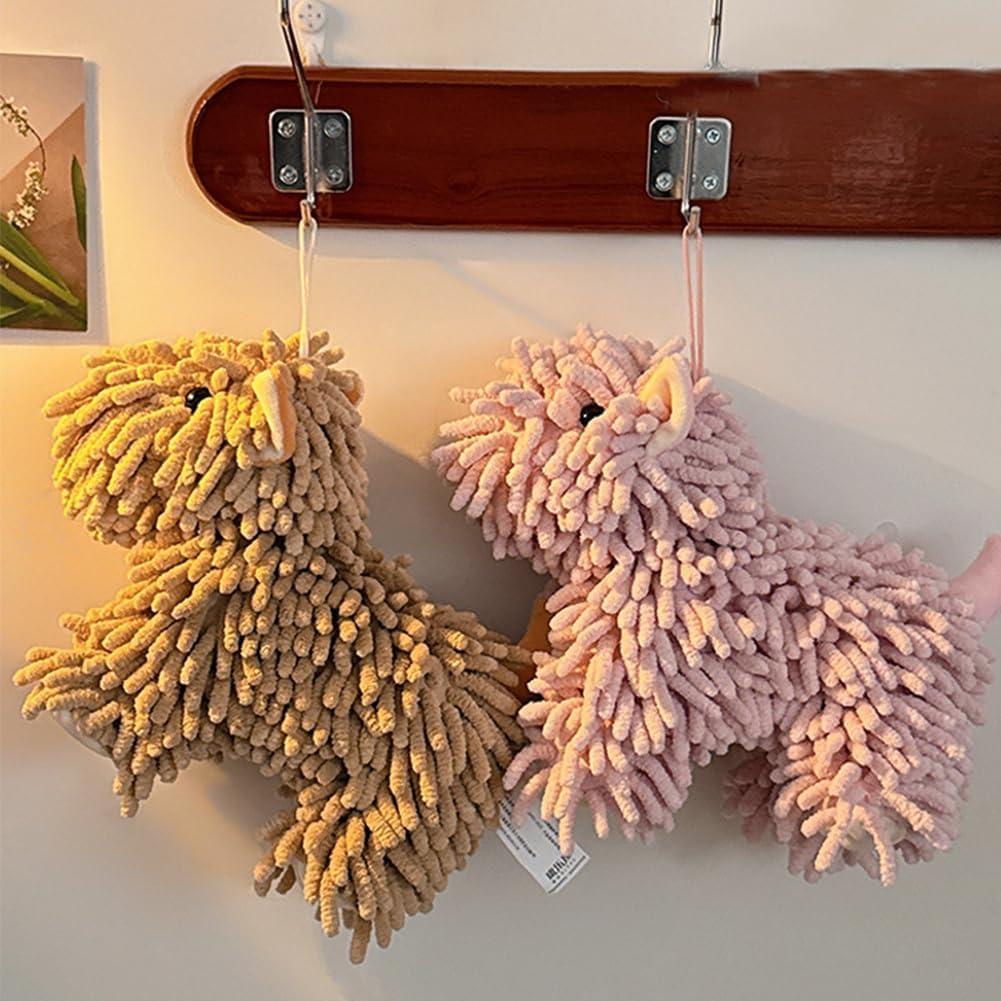 Toalla de Mano Chenille Shapeazy - Diseño Perro Marrón 24.9x18 cm