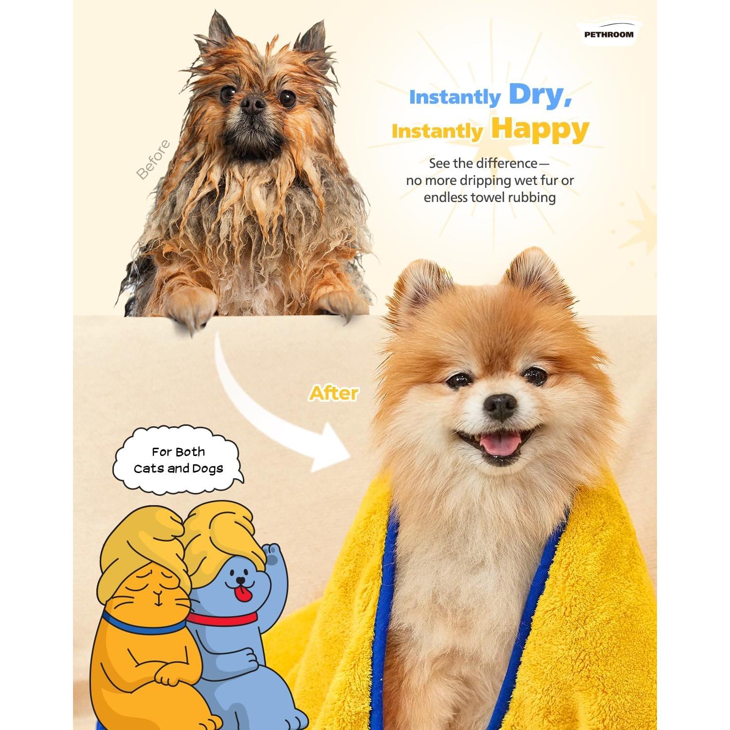 Toalla Ultra Absorbente PETHROOM para Mascotas Mediana 80x40cm