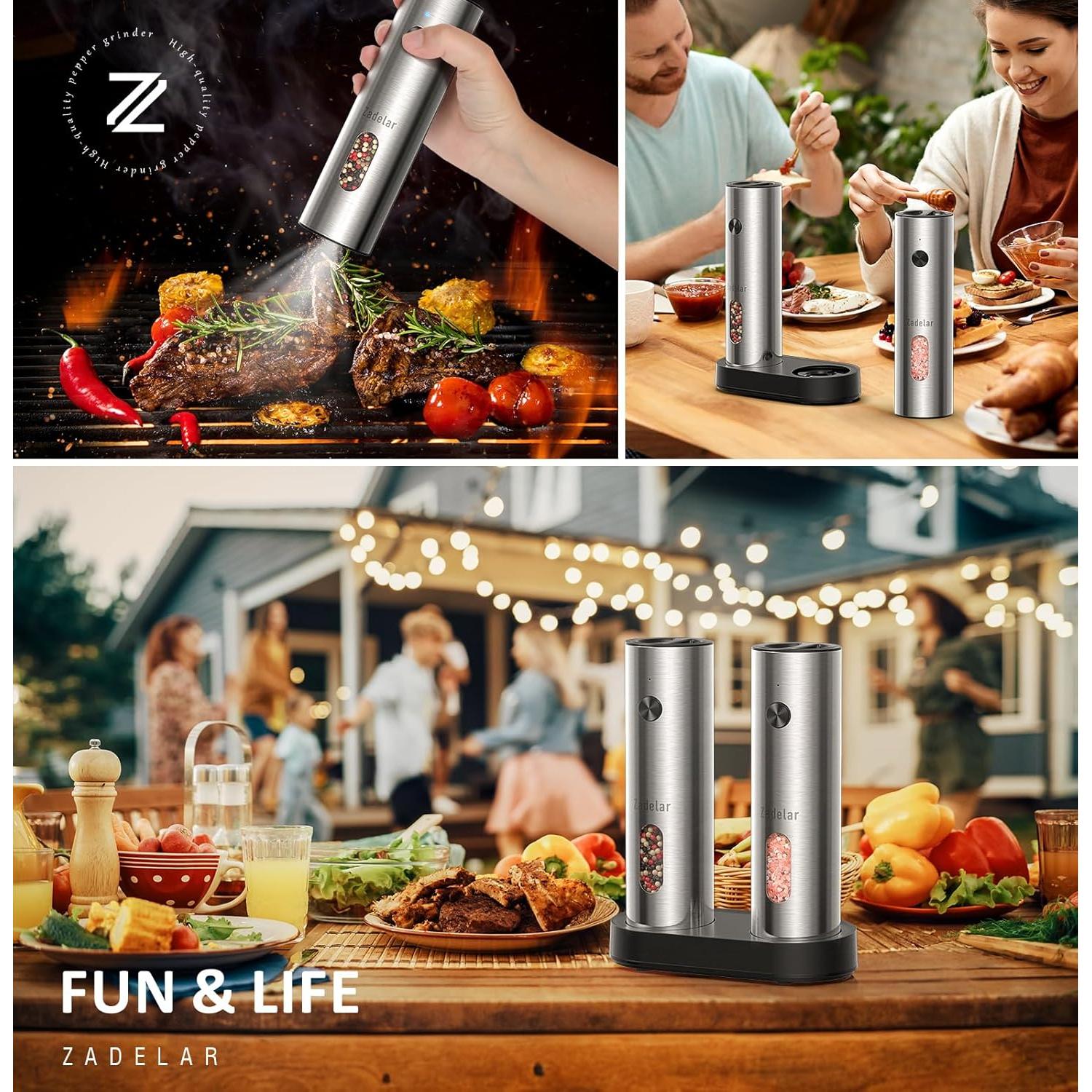 Juego de Molinillos Eléctricos de Sal y Pimienta Zadelar 110g