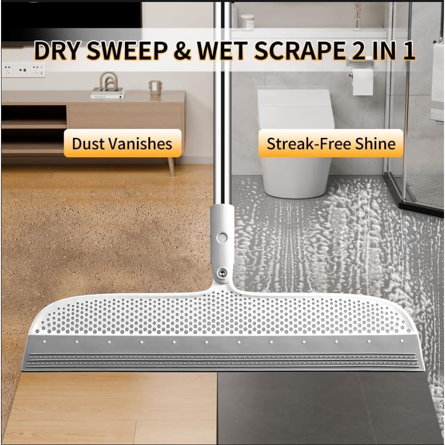 Raspador y Escoba de Silicona TidyTale 40 cm - Mango Acero Inoxidable