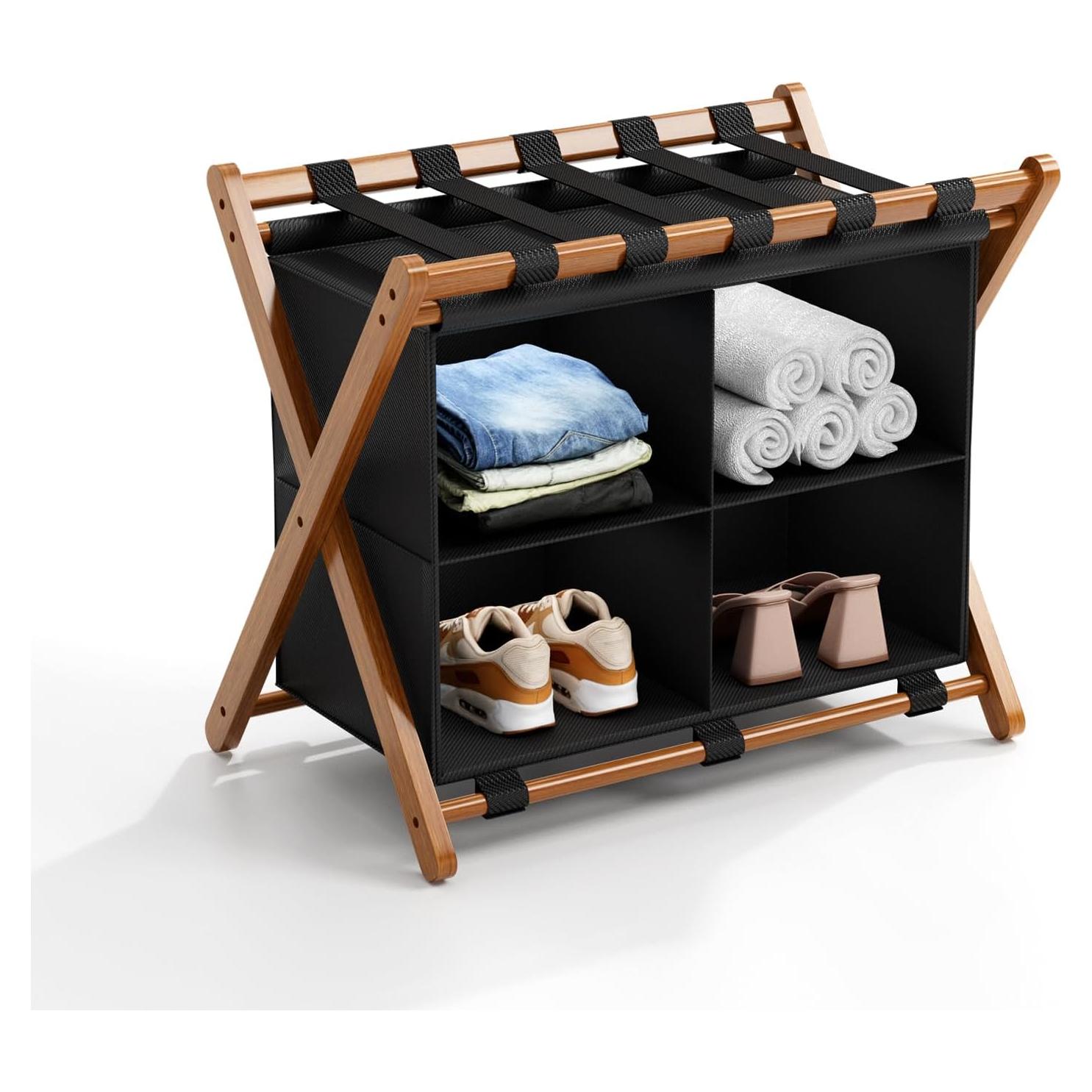 Soporte de Equipaje Plegable MHACVVO de Bambú 68 kg 4 Compartimentos