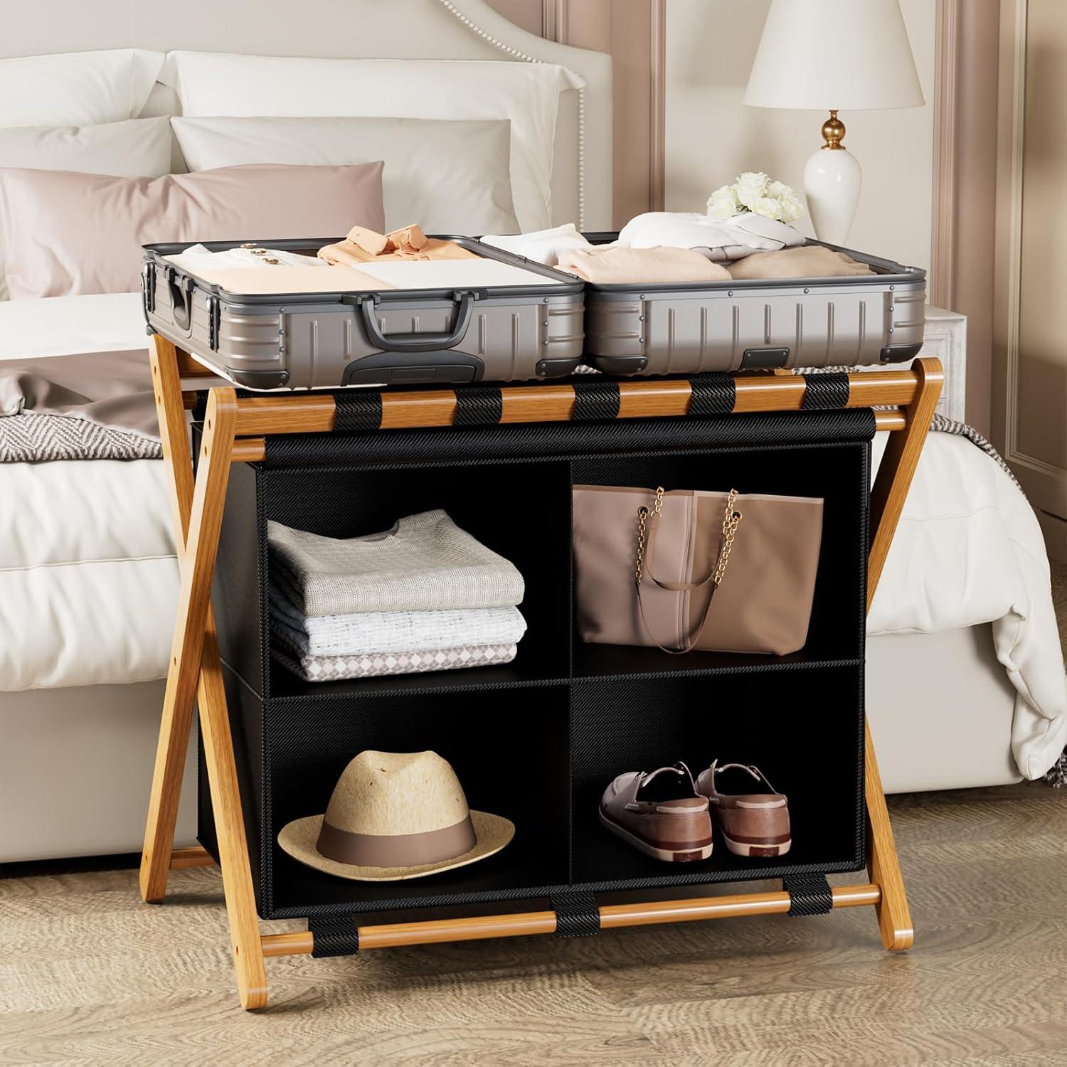Soporte de Equipaje Plegable MHACVVO de Bambú 68 kg 4 Compartimentos