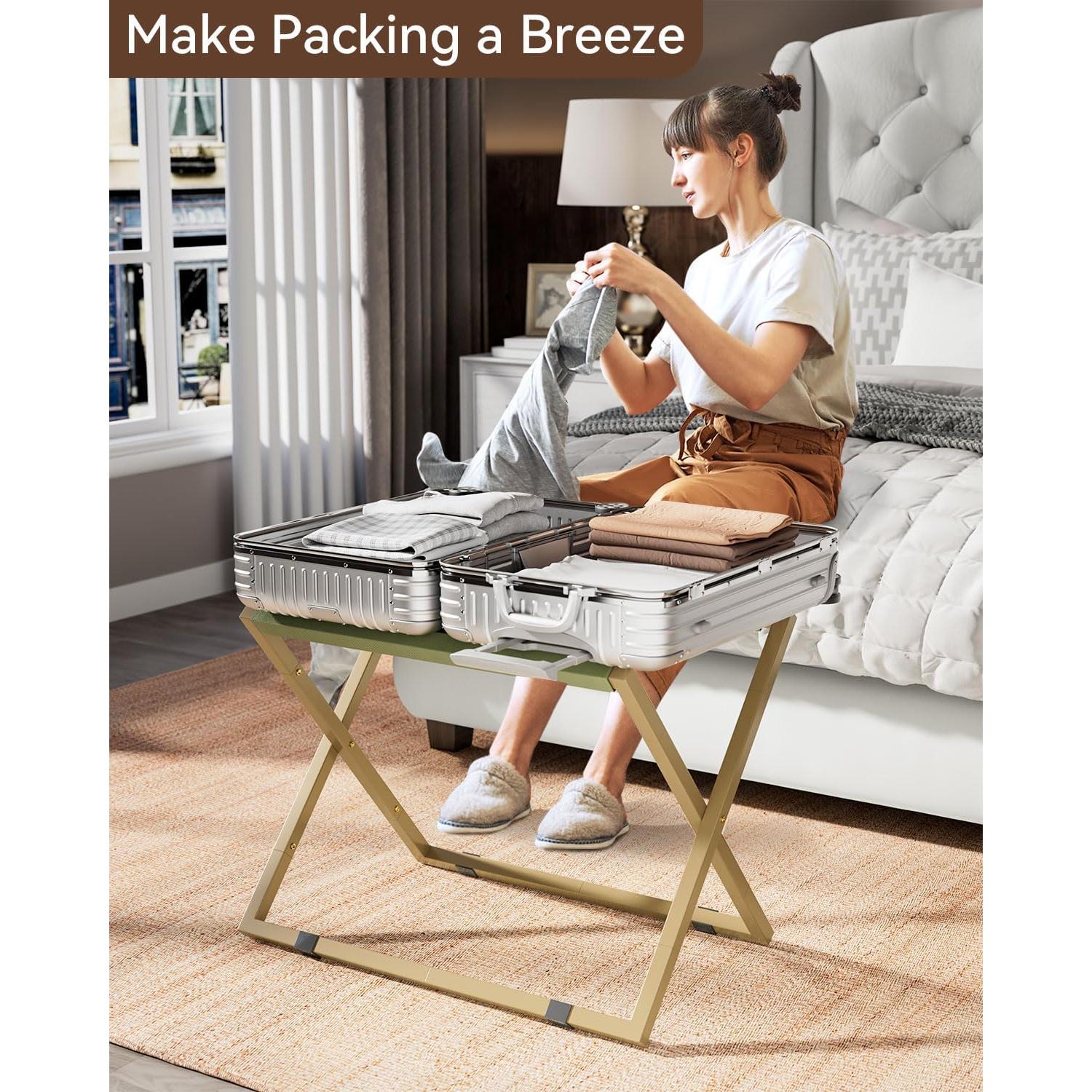 Soporte de Equipaje IBUYKE Plegable Dorado para Maletas