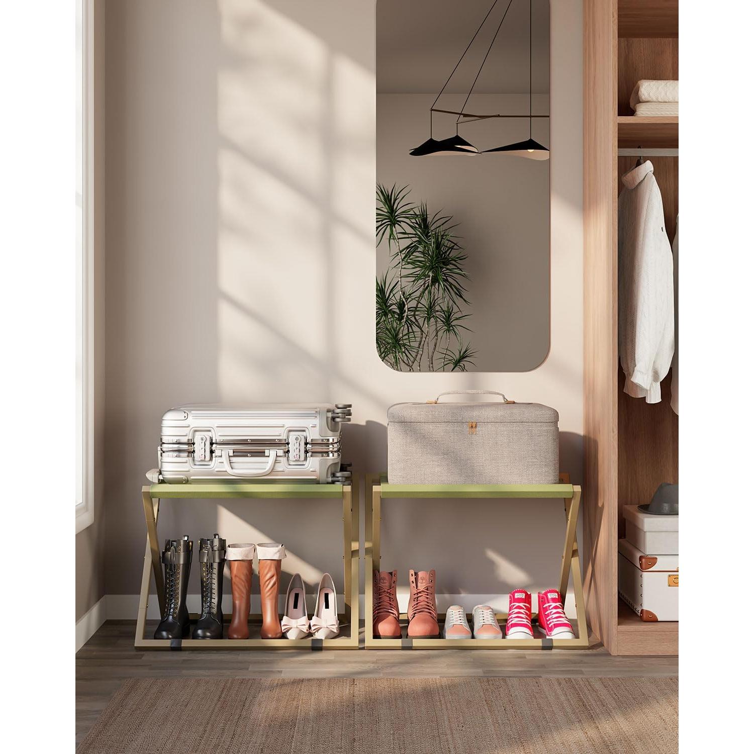 Soporte de Equipaje IBUYKE Plegable Dorado para Maletas